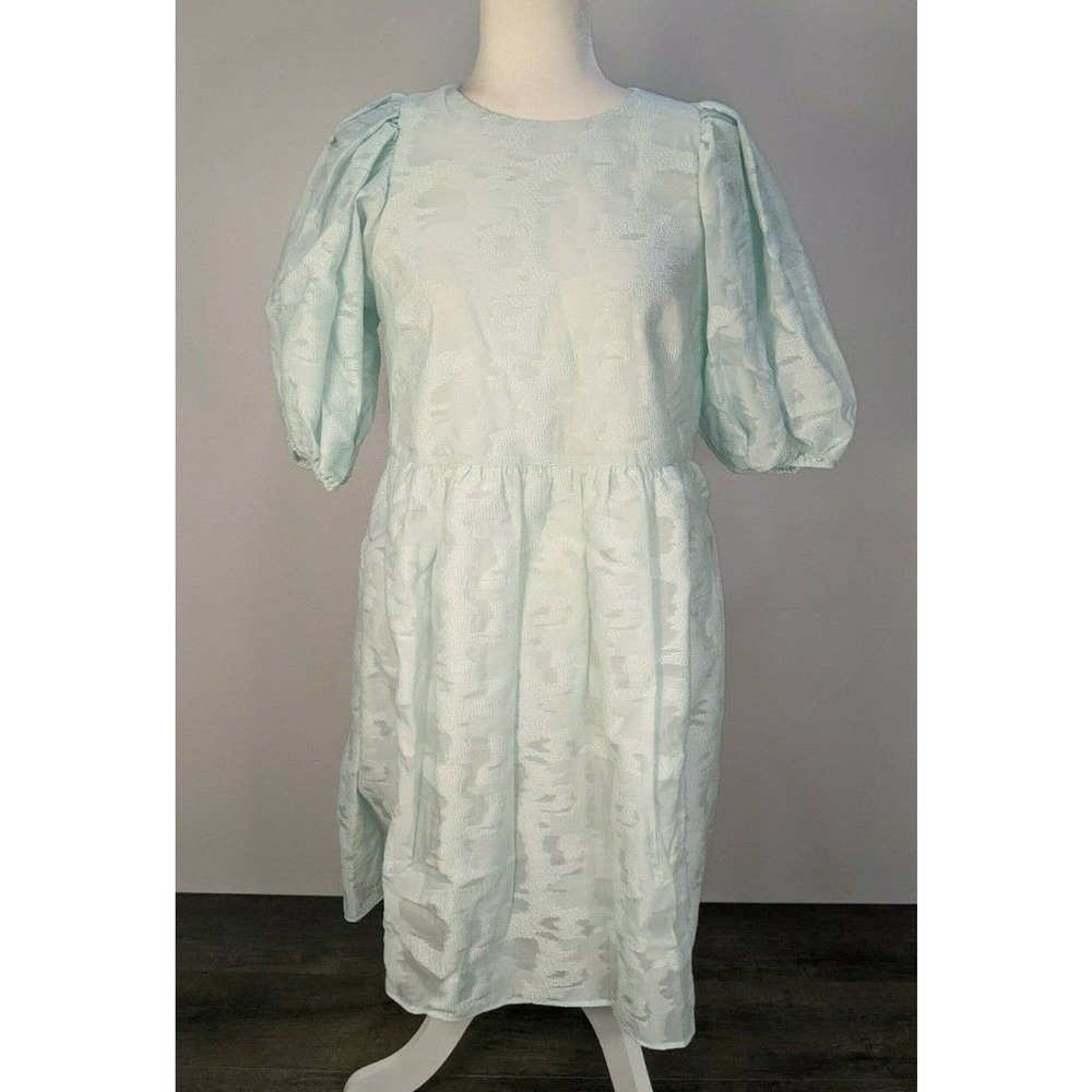 NWT Envii Ensophie Dress Size XS Women's Pastel Green Puffy Sleeves